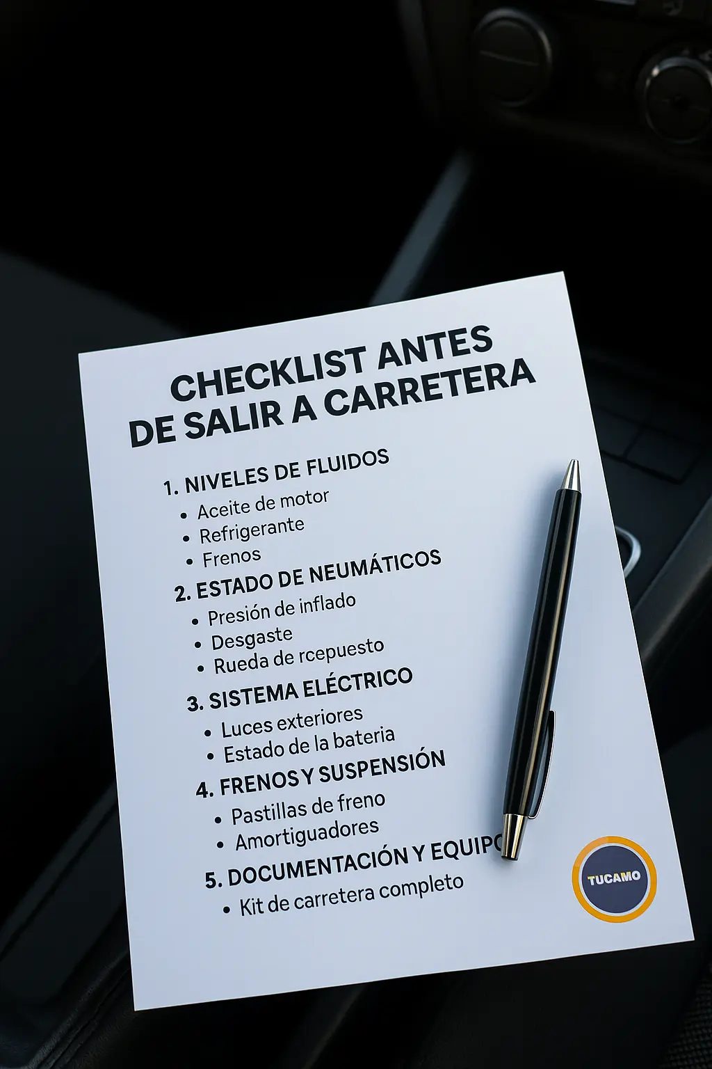 Checklist esencial antes de salir a carretera (y cómo Tucamo puede ayudarte)